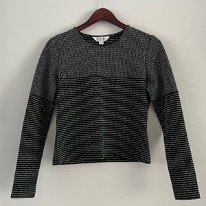 Vintage Melani black & white long sleeved polyamide blouse